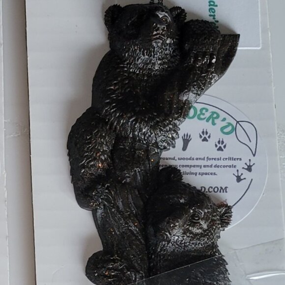 BEARS on a Tree BLACK Resin Figurine New collectible animal mountains HANDMADE - Picture 2 of 3